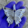 925 Sterling Silver Butterfly Pendant Iced Flooded Out 2.5" (Large)