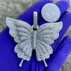 925 Sterling Silver Butterfly Pendant Iced Flooded Out 2.5" (Large)