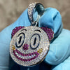 925 Sterling Silver Clown Emoji Pendant Purple CZ Iced Flooded Out