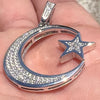 925 Sterling Silver Crescent Moon and Star Muslim Islam Arabic CZ Pendant