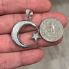 925 Sterling Silver Crescent Moon and Star Muslim Islam Arabic CZ Pendant