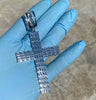 925 Sterling Silver Cross Flooded Out CZ Baguette Iced Hip Hop Pendant