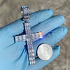 925 Sterling Silver Cross Flooded Out CZ Baguette Iced Hip Hop Pendant
