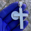 925 Sterling Silver Cross Iced Flooded Out CZ Pendant 2" Inch