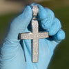 925 Sterling Silver Cross Moissanite Iced Flooded Out Pendant  2"