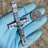 925 Sterling Silver Crucifix Jesus Cross Baguette CZ Pendant Big 2.5"