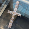 925 Sterling Silver Crucifix Jesus Cross Baguette CZ Pendant Big 2.5"