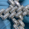 925 Sterling Silver Cuban Link Cross Iced Bling Flooded Out Pendant