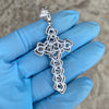 925 Sterling Silver Cuban Link Cross Iced Bling Flooded Out Pendant