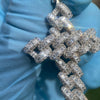 925 Sterling Silver Cuban Link Cross Iced Bling Flooded Out Pendant