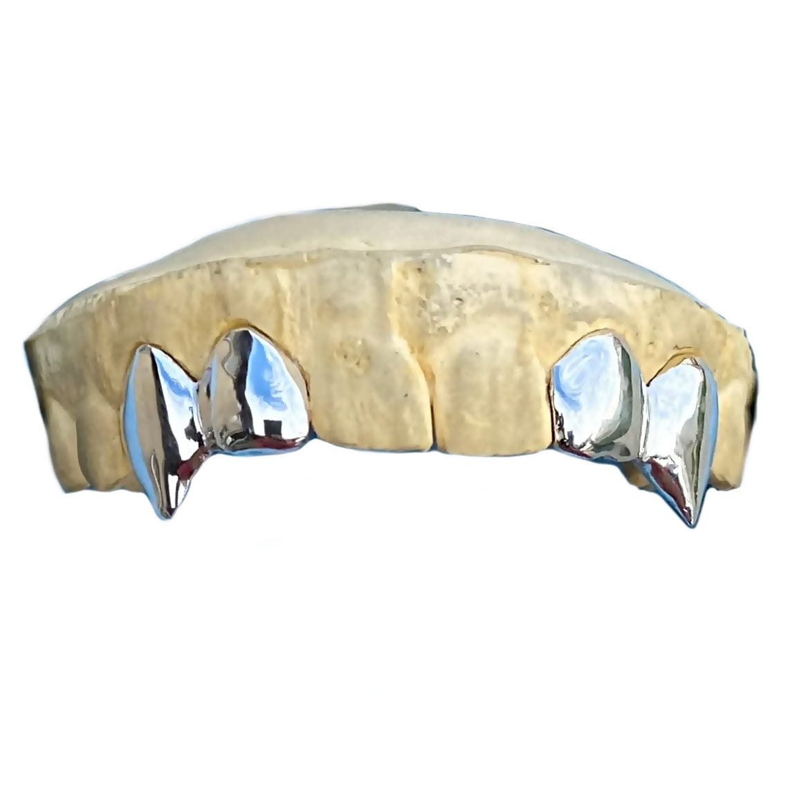 925 Sterling Silver Custom Fangs Double Grillz Set Vampire Fang & Toot