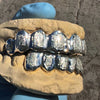 925 Sterling Silver Diamond Dust With White Border Custom Grillz