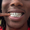 925 Sterling Silver Diamond Dust With White Border Custom Grillz
