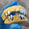 925 Sterling Silver Double Canine /Incisor Vampire Fangs Custom Grillz