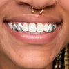 925 Sterling Silver Double Cap Heart Cutout & Open Face Tooth Custom Grillz
