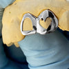 925 Sterling Silver Double Cap Heart Cutout & Open Face Tooth Custom Grillz