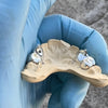 925 Sterling Silver Double Cap Vampire Fang Laser Engraved Broke Broken Heart Custom Teeth Grillz