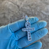 925 Sterling Silver Egyptian Ankh Cross Round Baguette Iced Pendant