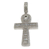 925 Sterling Silver Egyptian Ankh Cross Round Baguette Iced Pendant