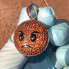 925 Sterling Silver Fire Red Orange Angry Face Emoji Iced CZ Flooded Out Pendant