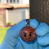 925 Sterling Silver Fire Red Orange Angry Face Emoji Iced CZ Flooded Out Pendant