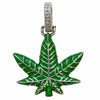 925 Sterling Silver Green Enamel Weed Leaf Marijuana 0.2ct Moissanite Pendant