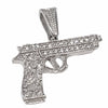 925 Sterling Silver Gun Pistol Scrollwork Engraving Iced CZ Pendant