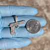 925 Sterling Silver Gun Pistol Scrollwork Engraving Iced CZ Pendant