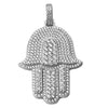 925 Sterling Silver Hamsa Hand Iced CZ Pendant