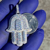 925 Sterling Silver Hamsa Hand Iced CZ Pendant