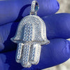 925 Sterling Silver Hamsa Hand Iced CZ Pendant