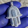 925 Sterling Silver Hamsa Hand Iced CZ Pendant