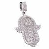 925 Sterling Silver Hamsa Hand Of Fatima Allah Iced Flooded Out CZ Pendant