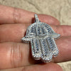 925 Sterling Silver Hamsa Hand Pendant Iced Baguette CZ 3D Charm