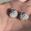 925 Sterling Silver Heart Shaped Earrings Iced 0.65ct Moissanite Flooded Out Pass Diamond Tester