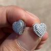 925 Sterling Silver Heart Shaped Earrings Iced 0.65ct Moissanite Flooded Out Pass Diamond Tester