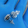 925 Sterling Silver Heart Shaped Earrings Iced CZ Micro Pave