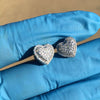 925 Sterling Silver Heart Shaped Earrings Iced CZ Micro Pave