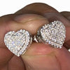 925 Sterling Silver Heart Shaped Earrings Iced CZ Micro Pave