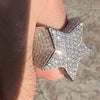 925 Sterling Silver Huge Star Ring Iced Moissanite Flooded Out Pinky
