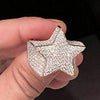 925 Sterling Silver Huge Star Ring Iced Moissanite Flooded Out Pinky