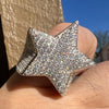 925 Sterling Silver Huge Star Ring Iced Moissanite Flooded Out Pinky