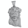 925 Sterling Silver Iced Baguette Crown Jesus Pendant (LARGE)