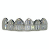 925 Sterling Silver Iced Baguette Grillz Top 6 Teeth