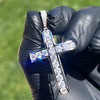 925 Sterling Silver Iced Channel Set Flooded Out CZ Tennis Cross Pendant