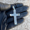 925 Sterling Silver Iced Channel Set Flooded Out CZ Tennis Cross Pendant