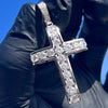 925 Sterling Silver Iced Channel Set Flooded Out CZ Tennis Cross Pendant