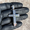 925 Sterling Silver Iced Channel Set Flooded Out CZ Tennis Cross Pendant