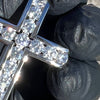 925 Sterling Silver Iced Channel Set Flooded Out CZ Tennis Cross Pendant