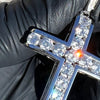 925 Sterling Silver Iced Channel Set Flooded Out CZ Tennis Cross Pendant